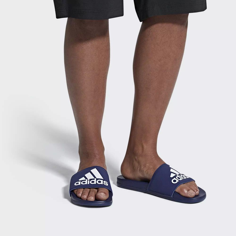 Adidas Adilette Cloudfoam Plus Logo Chanclas Azules Para Hombre (MX-30301)